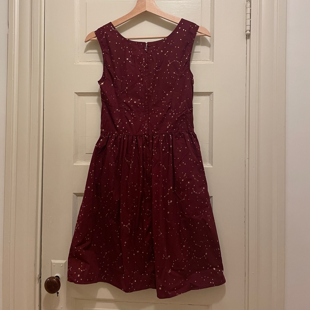 100% Cotton Modcloth Burgundy Constellation Dress - Picture 5 of 9